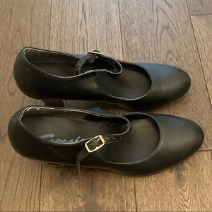 Capezio leather character dance style shoe with 2.5” heel.